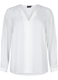 Ensfarget skjorte med V-hals, Bright White, Packshot