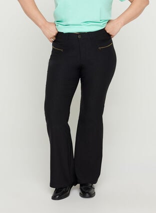 Zizzi Bukser med bootcut, Svart, Model image number 3
