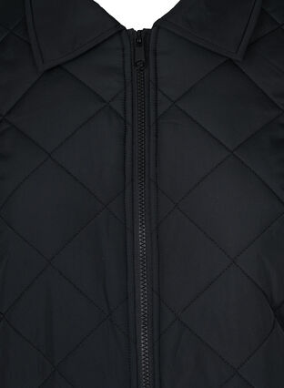 Kort quiltet jakke med krage, Black, Packshot image number 2