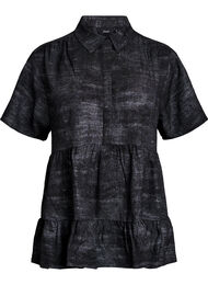 Løs bluse med krage og knapper, Black