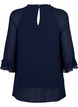 Bluse med asymmetrisk kant og 3/4-ermer, Navy Blazer, Packshot image number 1
