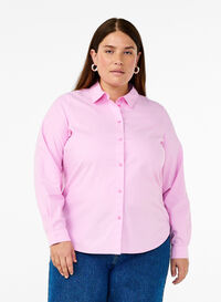 Langermet bomullsskjorte, Rosa Langermet bomullsskjorte, Rosa, Model
