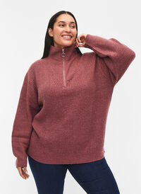 FLASH - strikket genser med høy hals og glidelås, Renaissance R. Mel., Model