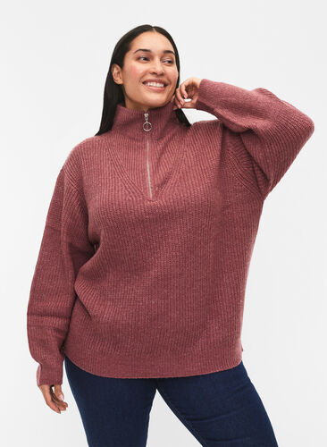 FLASH - strikket genser med høy hals og glidelås, Renaissance R. Mel., Model image number 0