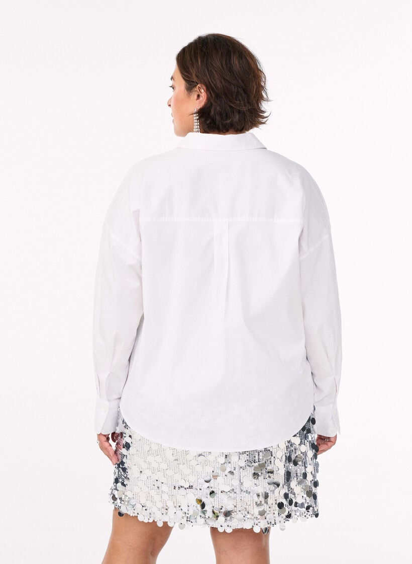 Klassisk bomullsskjorte med en Loose fit, Hvit, Model image number 2