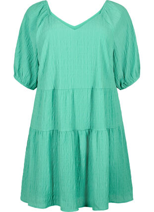 Kort kjole i A-fasong med v-hals , Deep Mint, Packshot image number 0