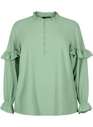 Bluse med volanger og knapper, Green Bay