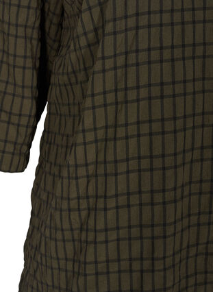 Rutete bluse med 3/4-ermer og volangkant, Ivy Green Check, Packshot image number 3
