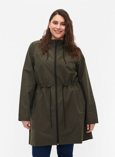 FLASH - Vannavvisende parkas med hette, Black Ink, Model image number 0