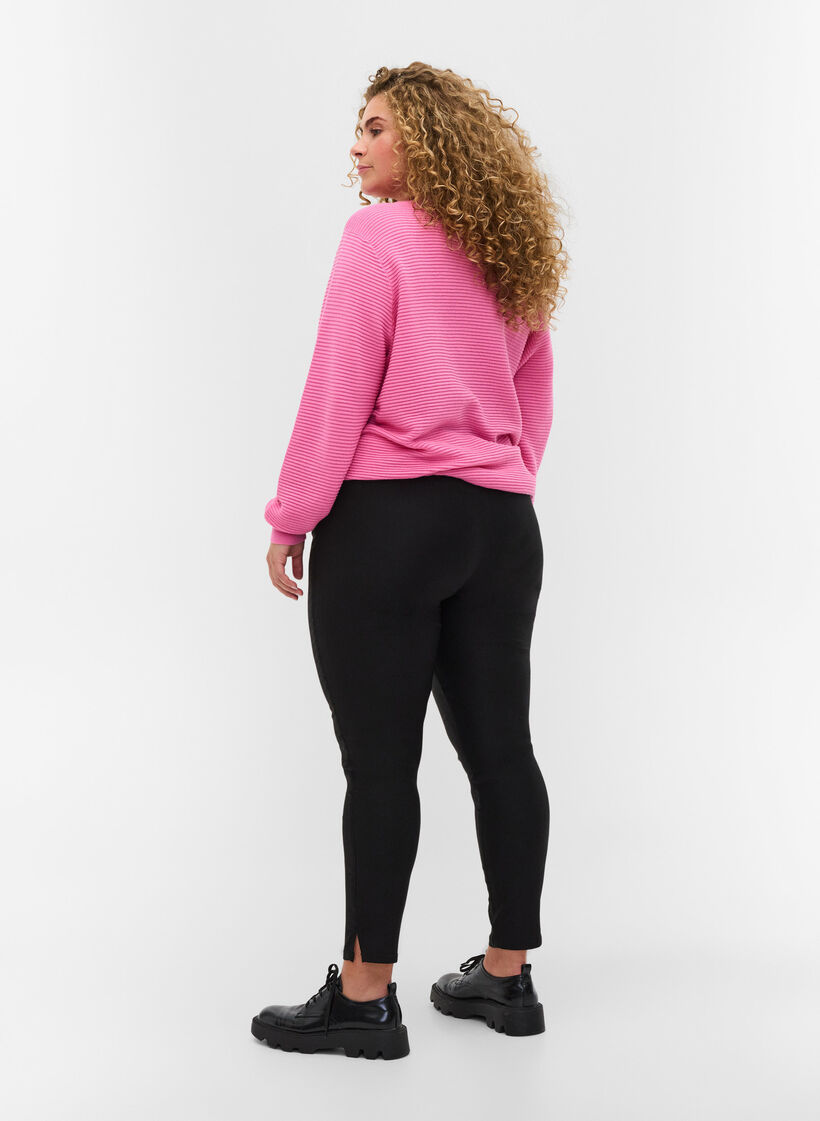 Cropped tights med en lett shine, Black, Model image number 1