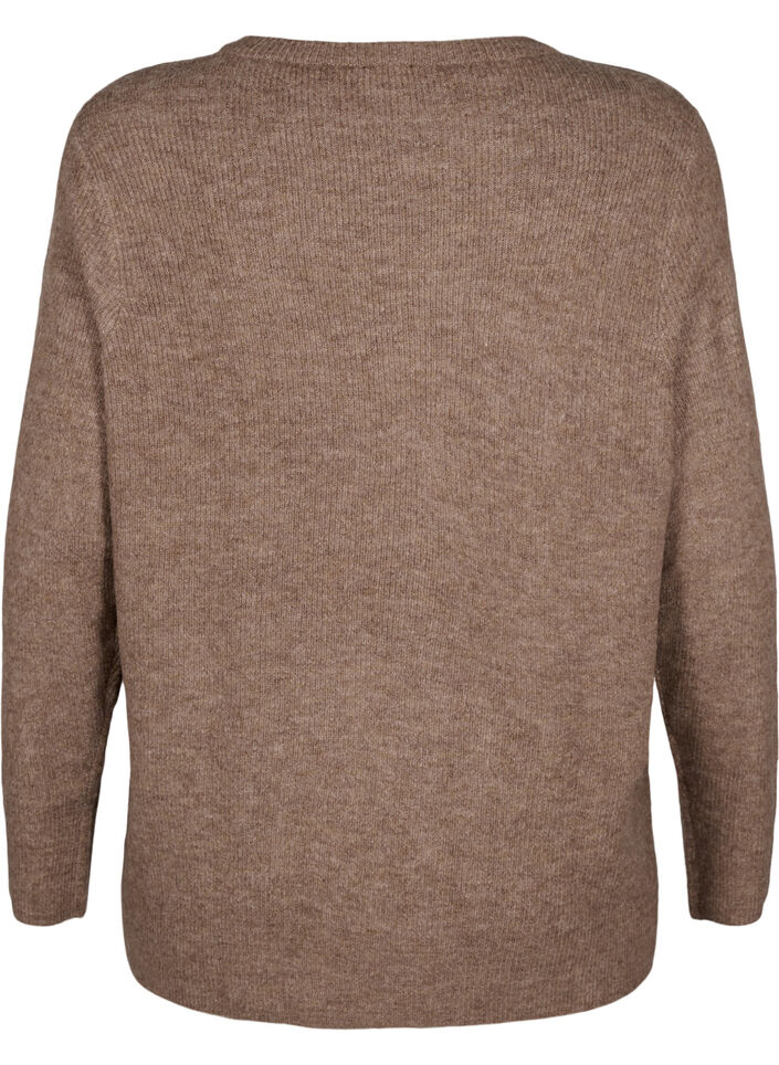 Melert genser med rund hals	, Caribou Mel., Packshot