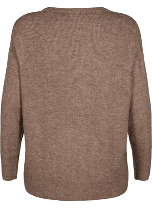 Zizzi Melert genser med rund hals, Caribou Mel., Packshot image number 1