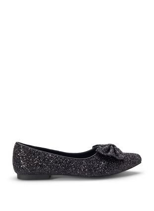 Zizzi Glitterballerina med vid passform og sløyfe, Black, Packshot image number 0