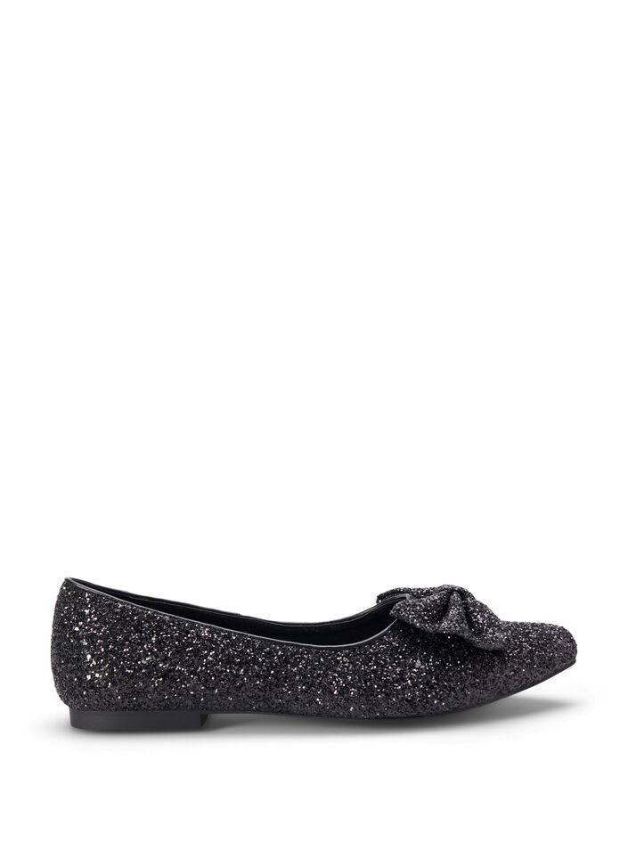 Glitterballerina med vid passform og sløyfe, Black, Packshot image number 0