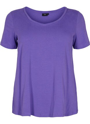 Ensfarget basis T-skjorte i bomull, Ultra Violet, Packshot image number 0