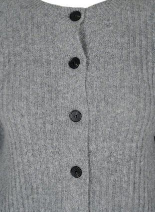 Ribbet cardigan med knapper, Medium Grey Melange, Packshot image number 2