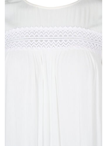 Viskosekjole med blondedetaljer, Off White, Packshot image number 2