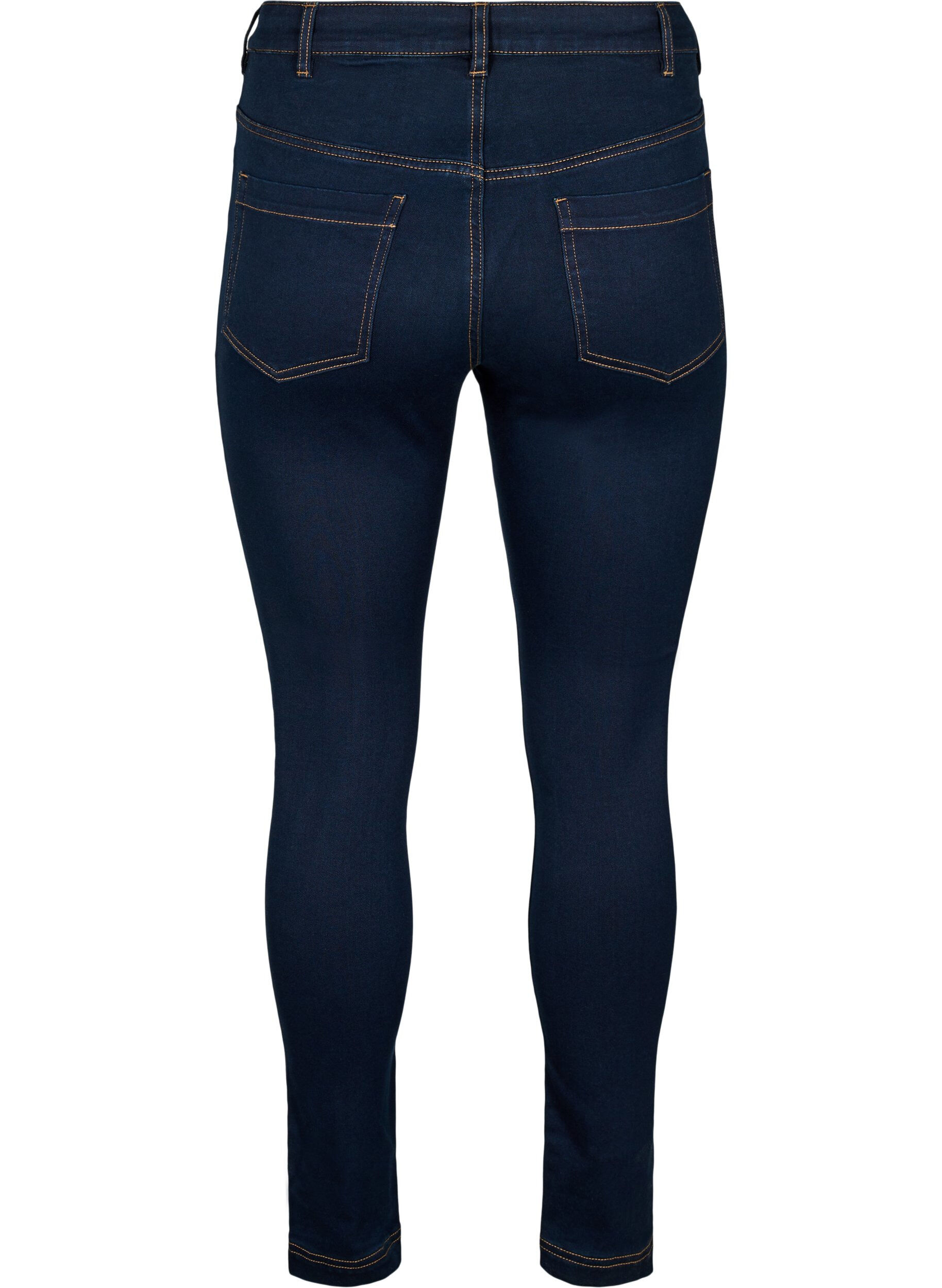 ZizziSuper slim Amy jeans med h&oslash;yt liv, Unwashed, Packshot image number 1