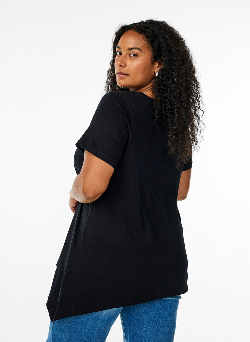 T-skjorte med rund hals og A-linje form, Svart, Model image number 2