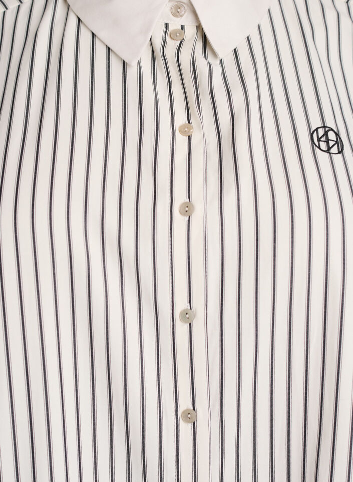 Loose fit stripet skjorte med vide mansjetter, Hvit, Packshot image number 2