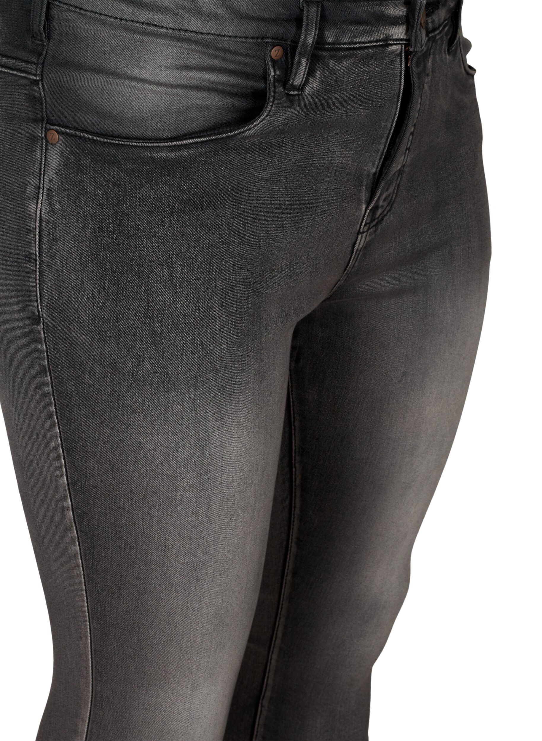 ZizziSuper slim Amy jeans med h&oslash;yt liv, Dark Grey Denim, Packshot image number 2