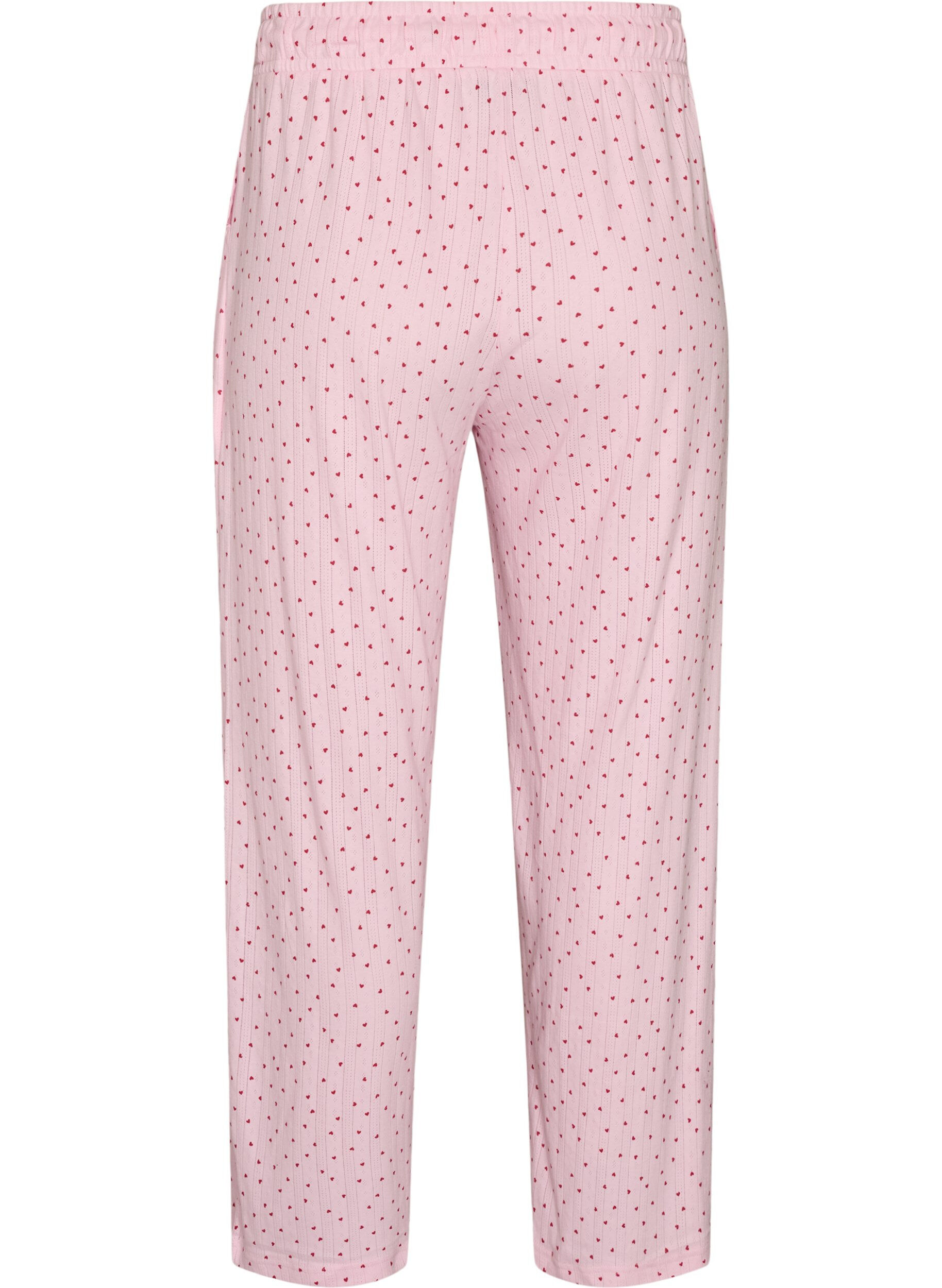ZizziPyjamabukse i &oslash;kologisk bomull med hullbroderi, Rosa, Packshot image number 1