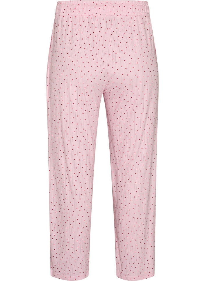 Pyjamabukse i &oslash;kologisk bomull med hullbroderi, Rosa, Packshot image number 1