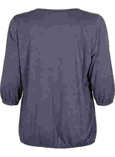 Melert bluse med V-hals, Navy Blazer Mélange, Packshot image number 1