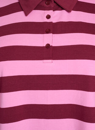 Zizzi Langermet poloskjorte med striper, Mørk Bordeaux, Packshot image number 2