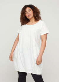 Kortermet kjole i bomull, White, Model