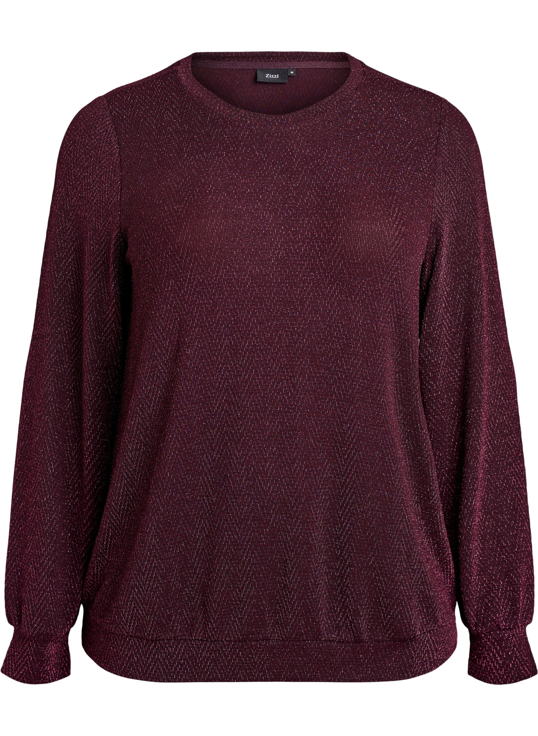 Bluse med fiskebensm&oslash;nster og glittertr&aring;d