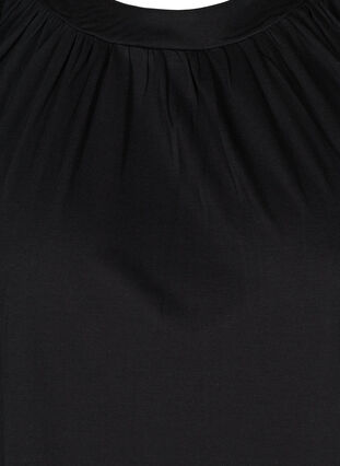 Ensfarget bluse med 2/4-ermer, Black, Packshot image number 2