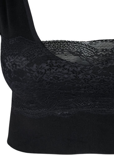 Sømløs BH med blonder, Black, Packshot image number 2