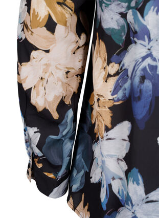Zizzi Langermet bluse med blomstertrykk, Yellow Flower AOP, Packshot image number 3