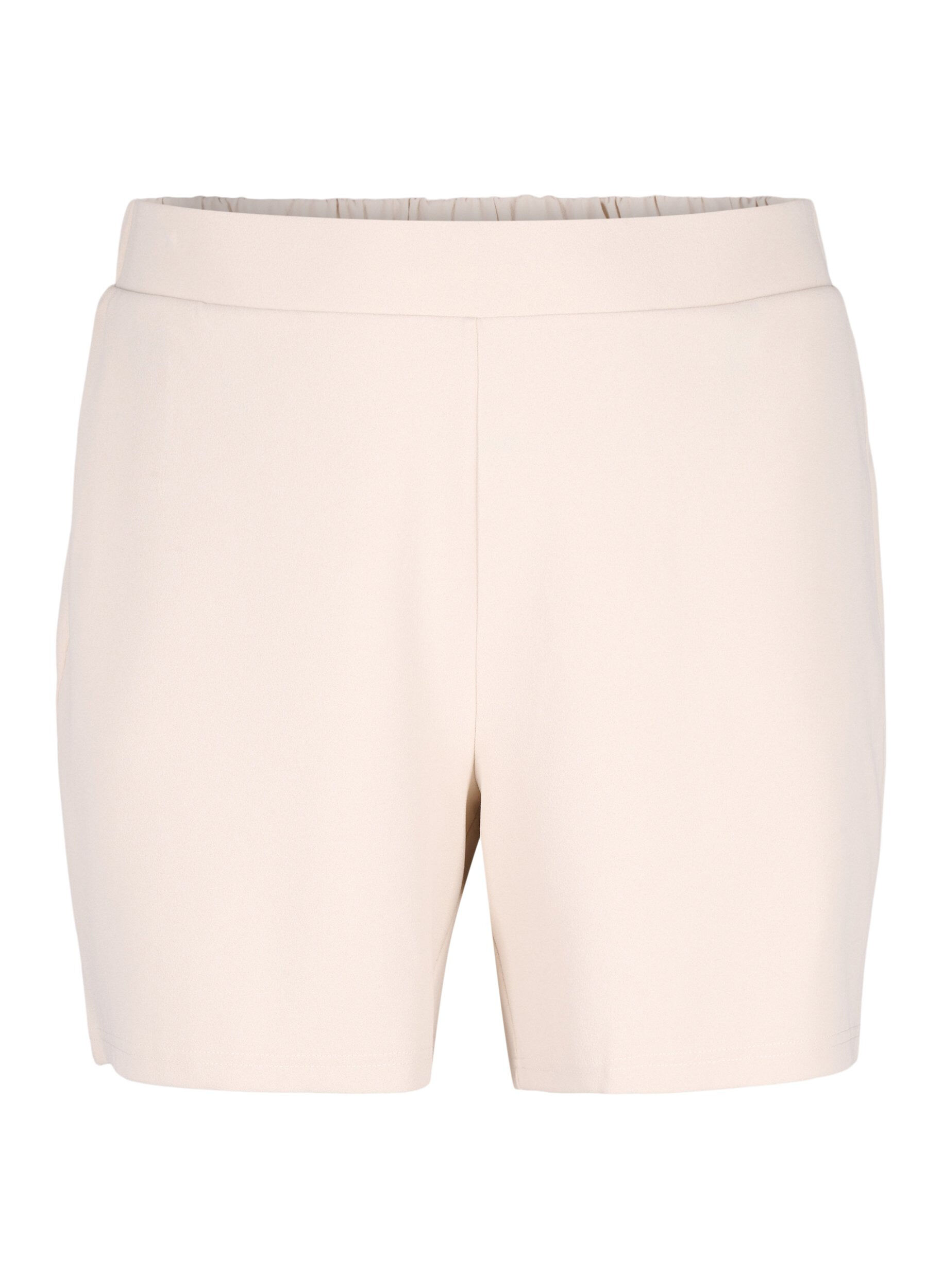 Zizzi L&oslash;stsittende shorts med lommer, Beige, Packshot image number 0