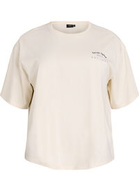 Oversized T-skjorte med ryggprint, Beige Oversized T-skjorte med ryggprint