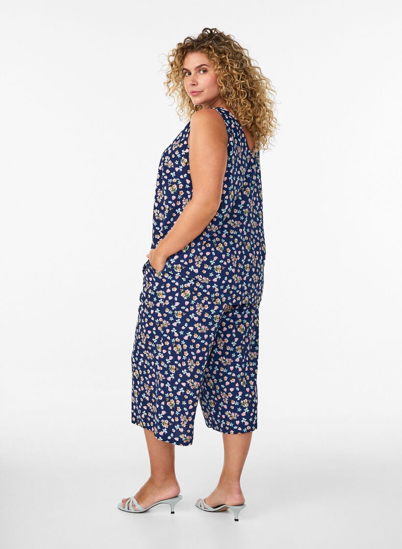 Culottebukser med m&oslash;nster, Bl&aring;, Model image number 1