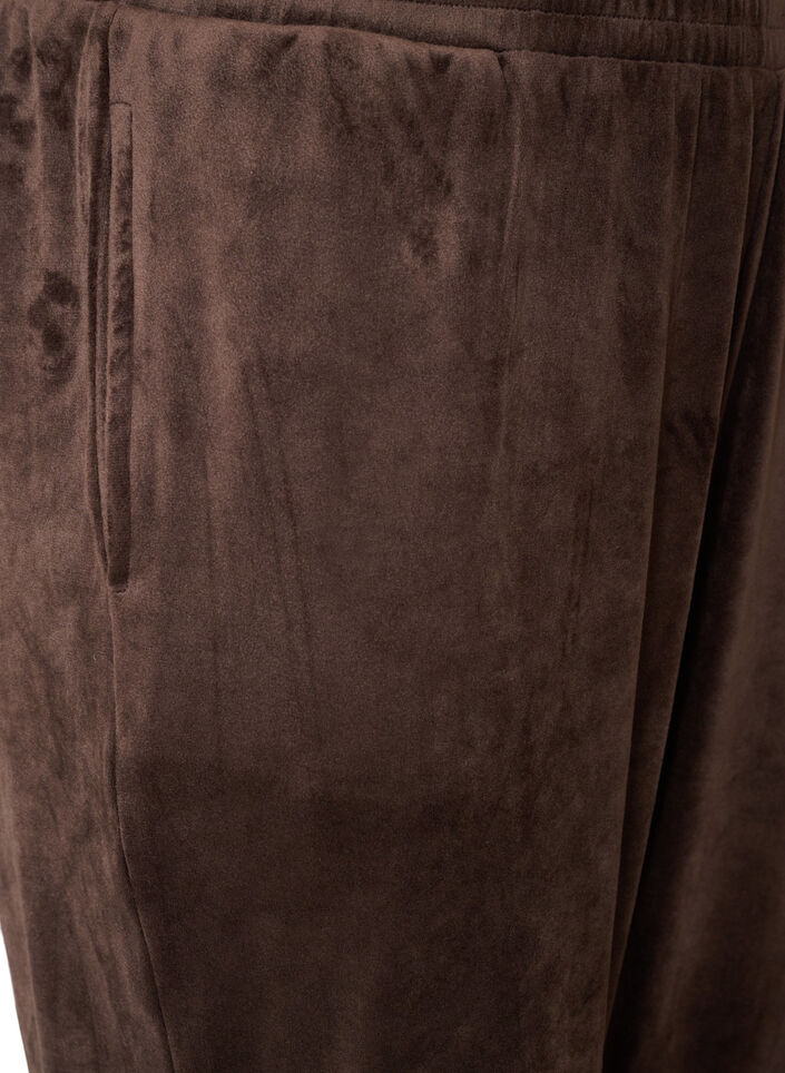 Loose fit velourbukser, Brun, Packshot image number 2