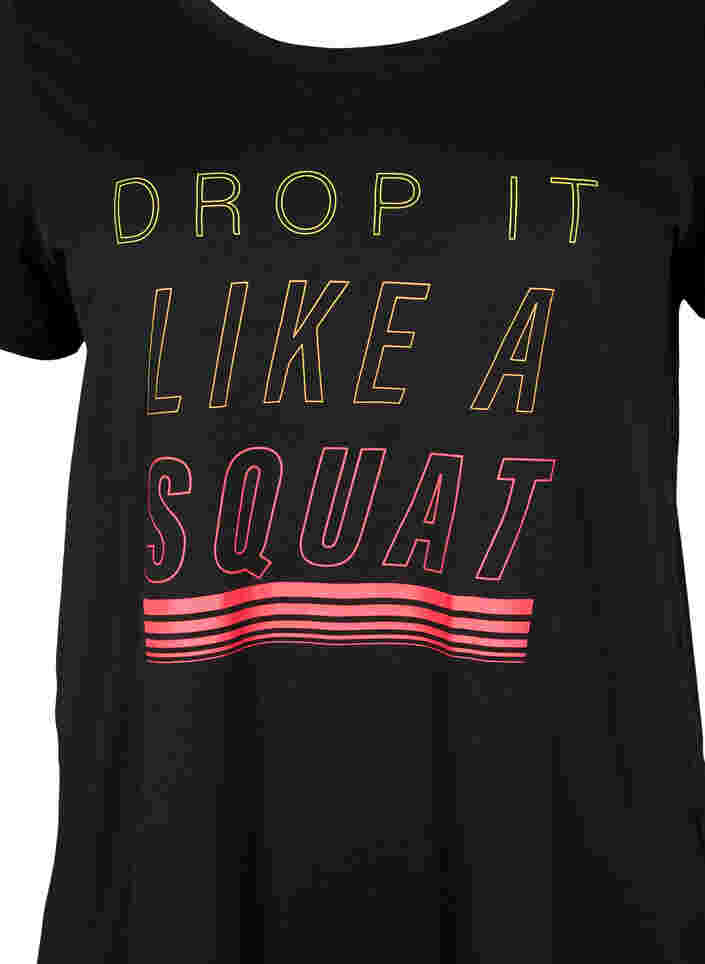 T-skjorte til trening med trykk, Black w. Drop It, Packshot image number 2