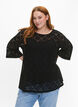 Hekle Bluse med 3 / 4 ermer, Black, Model image number 0