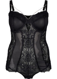 Mesh-body med blonde og avtagbar kjede, Black