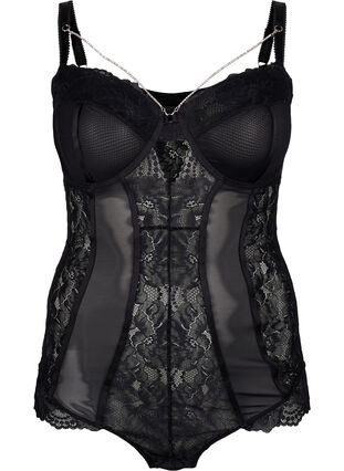 Zizzi Mesh-body med blonde og avtagbar kjede, Black, Packshot image number 0