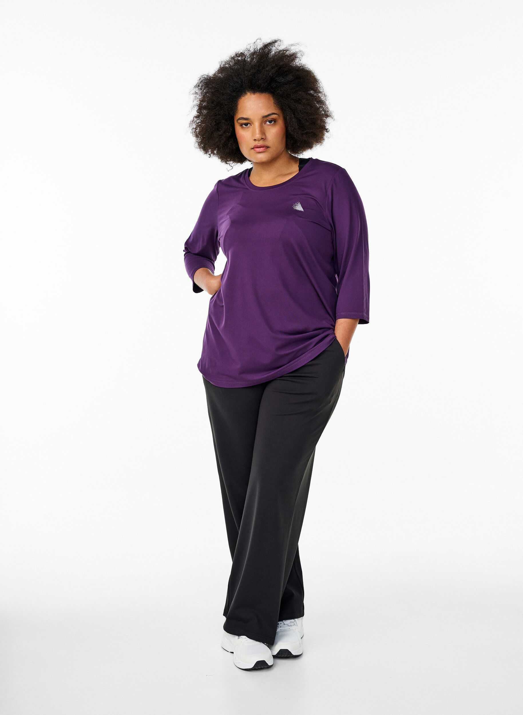 ZizziTreningsbluse med 3/4-ermer, Lilla, Model image number 1