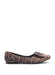 Wide fit - Ballerinapumps med sløyfe, Leopard AOP