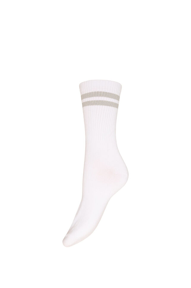 Stripete bomullssokker, Hvit, Packshot image number 0