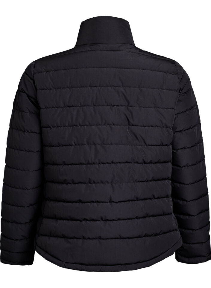 Sporty polstret jakke med høy krage og lommer, Black, Packshot