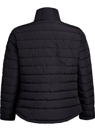 Zizzi Sporty polstret jakke med høy krage og lommer, Black, Packshot image number 1