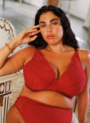 Zizzi Vattert blonde-BH med spiler, Rød, Image image number 0