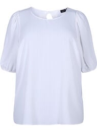 Kortermet bluse med sløyfe bak på ryggen, Bright White