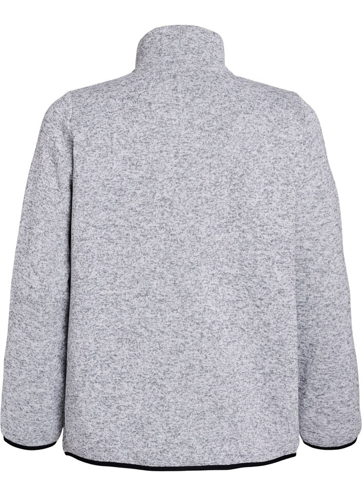 Jersey cardigan med høy krage og glidelås, Light Grey Melange, Packshot